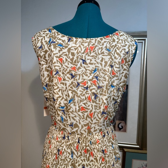 SNAP Women’s Floral Bird Lined Sleeveless Ruffle-Neckline Dress Size XL - Picture 6 of 11